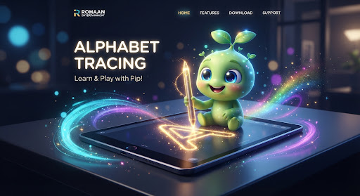 Pip the Sprout 3D mascot tracing letter A